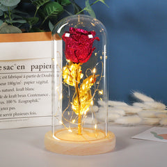 Valentinstagsgeschenk für Freundin – Ewige Rosenblume mit LED-Licht im Glas, Hochzeits- und Muttertagsdekoration, Geschenk für Frauen