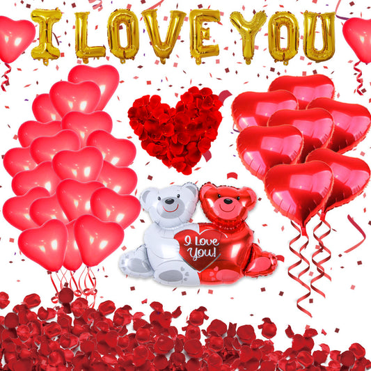 SET Dekorative Ballons mit Knuddelbär für Valentinstag