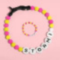 Pet Beaded Name Collar With Bracelet Set Custom Dog Collar With Beads DIY Name Dog Letter Necklace Dog Pearl Beaded Collar
