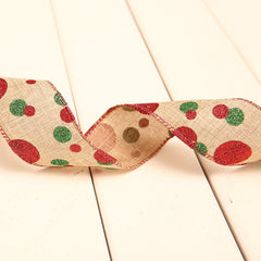 Weihnachts-Dekoration - Bedruckte Polka-Dot-Leinen-Webband