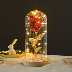 Valentinstagsgeschenk für Freundin – Ewige Rosenblume mit LED-Licht im Glas, Hochzeits- und Muttertagsdekoration, Geschenk für Frauen