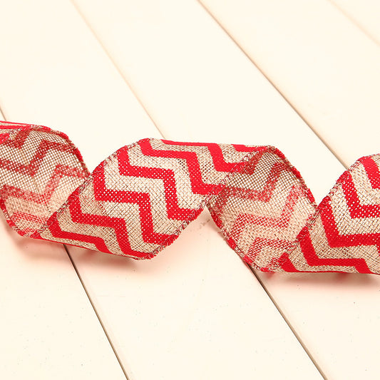 Weihnachts-Dekoration - Bedruckte Polka-Dot-Leinen-Webband
