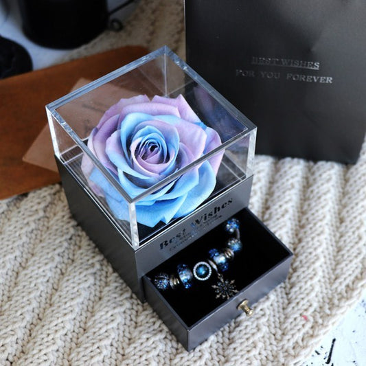 Ewige Blumen Rosen Schmuckschatulle für Geburtstagsgeschenke, Valentinstag, Hochzeitsgeschenke