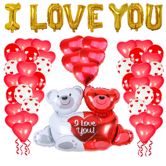 SET Dekorative Ballons mit Knuddelbär für Valentinstag