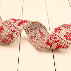 Weihnachts-Dekoration - Bedruckte Polka-Dot-Leinen-Webband