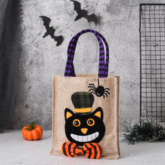 Halloween Süßigkeiten-Tragetasche für Kinder - Lustige kreative Hexe, Totenkopf, Katze und Kürbis