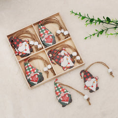 Weihnachtsdekoration Set mit Holzanhängern Gesichtsloser Weihnachtswichtel