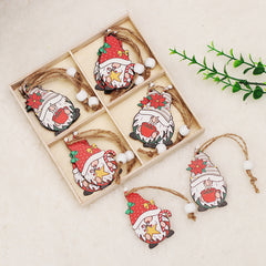 Weihnachtsdekoration Set mit Holzanhängern Gesichtsloser Weihnachtswichtel