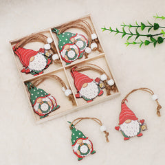 Weihnachtsdekoration Set mit Holzanhängern Gesichtsloser Weihnachtswichtel