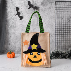 Halloween Süßigkeiten-Tragetasche für Kinder - Lustige kreative Hexe, Totenkopf, Katze und Kürbis
