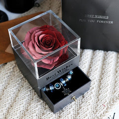 Ewige Blumen Rosen Schmuckschatulle für Geburtstagsgeschenke, Valentinstag, Hochzeitsgeschenke
