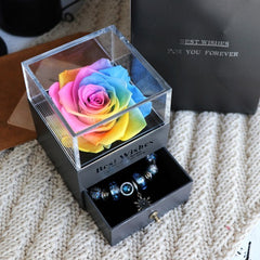 Ewige Blumen Rosen Schmuckschatulle für Geburtstagsgeschenke, Valentinstag, Hochzeitsgeschenke