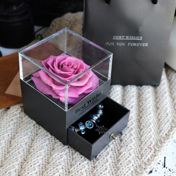 Ewige Blumen Rosen Schmuckschatulle für Geburtstagsgeschenke, Valentinstag, Hochzeitsgeschenke
