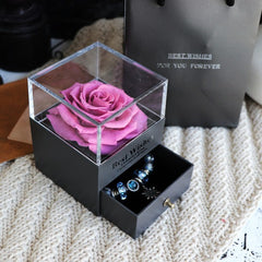 Ewige Blumen Rosen Schmuckschatulle für Geburtstagsgeschenke, Valentinstag, Hochzeitsgeschenke