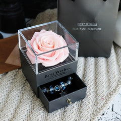 Ewige Blumen Rosen Schmuckschatulle für Geburtstagsgeschenke, Valentinstag, Hochzeitsgeschenke