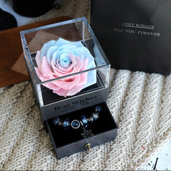 Ewige Blumen Rosen Schmuckschatulle für Geburtstagsgeschenke, Valentinstag, Hochzeitsgeschenke