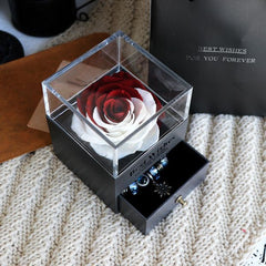Ewige Blumen Rosen Schmuckschatulle für Geburtstagsgeschenke, Valentinstag, Hochzeitsgeschenke
