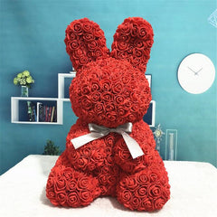45cm Rosen Hase - Ewige Blumen Deko für Valentinstag, Hochzeit & Geschenk