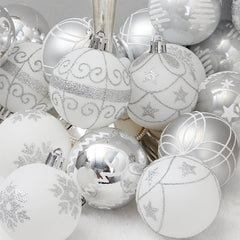 Weihnachtsdekoration - Silberfarbene Baumkugeln Set