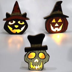 Kreative Halloween Holz-Kürbis-Lampe - Halloween-Dekoration