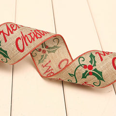 Weihnachts-Dekoration - Bedruckte Polka-Dot-Leinen-Webband