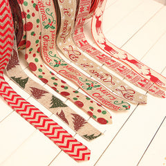 Weihnachts-Dekoration - Bedruckte Polka-Dot-Leinen-Webband