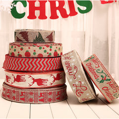 Weihnachts-Dekoration - Bedruckte Polka-Dot-Leinen-Webband