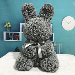 45cm Rosen Hase - Ewige Blumen Deko für Valentinstag, Hochzeit & Geschenk