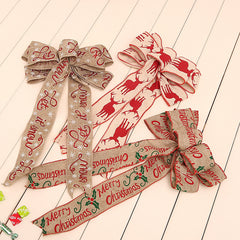 Weihnachts-Dekoration - Bedruckte Polka-Dot-Leinen-Webband