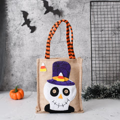 Halloween Süßigkeiten-Tragetasche für Kinder - Lustige kreative Hexe, Totenkopf, Katze und Kürbis