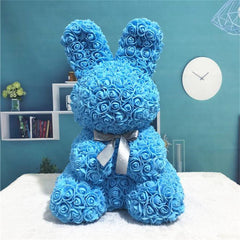 45cm Rosen Hase - Ewige Blumen Deko für Valentinstag, Hochzeit & Geschenk