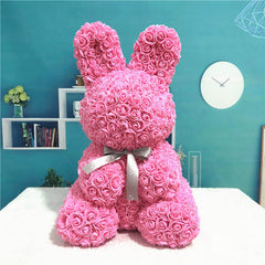 45cm Rosen Hase - Ewige Blumen Deko für Valentinstag, Hochzeit & Geschenk