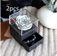 Ewige Blumen Rosen Schmuckschatulle für Geburtstagsgeschenke, Valentinstag, Hochzeitsgeschenke