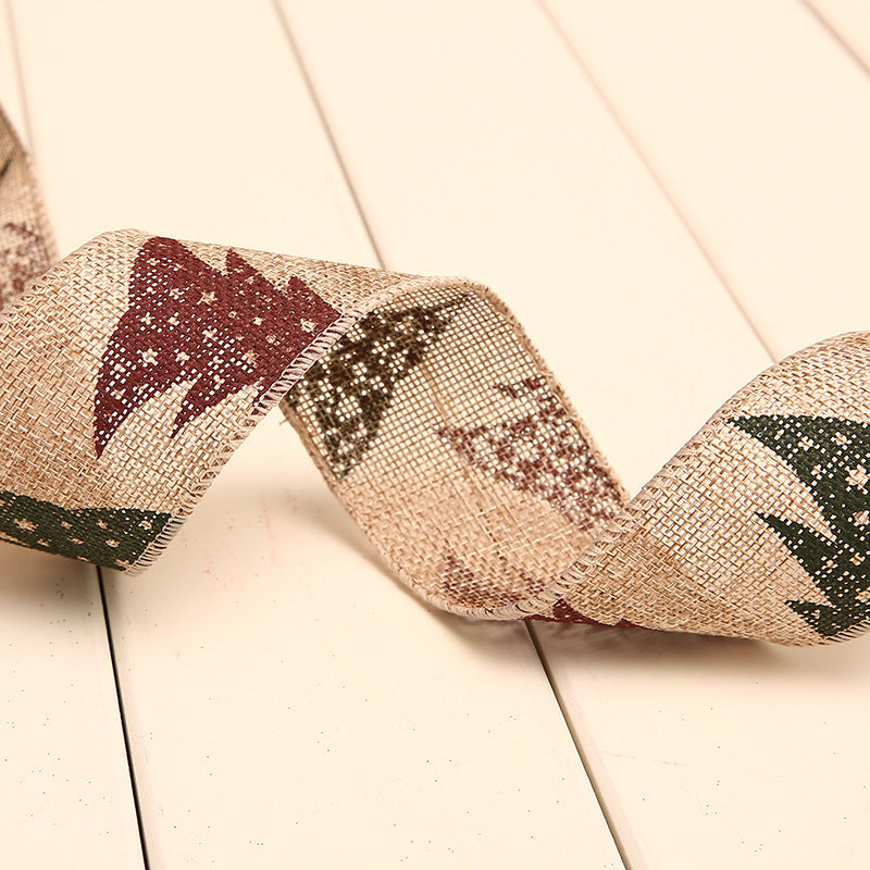 Weihnachts-Dekoration - Bedruckte Polka-Dot-Leinen-Webband
