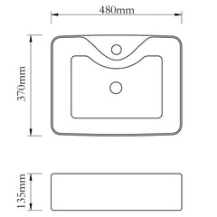 Square ceramic washbasin with tap hole