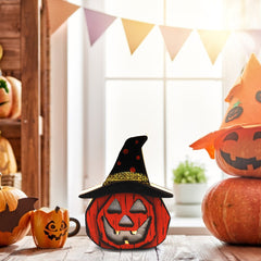 Kreative Halloween Holz-Kürbis-Lampe - Halloween-Dekoration